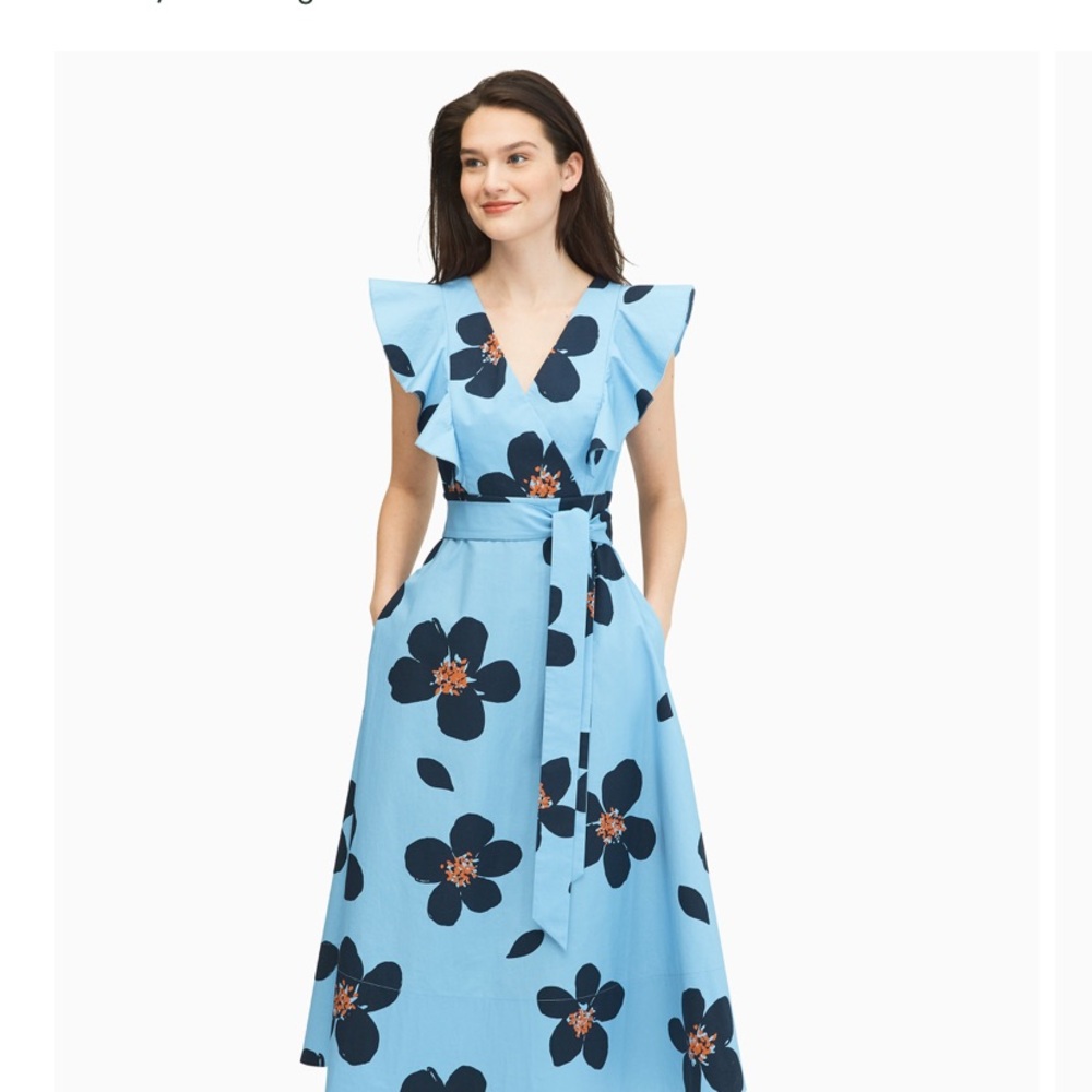 kate spade Light Blue Maxi Dress with Navy Floral Print